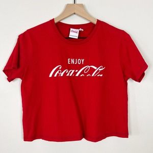 Coca-Cola 100% Cotton Nutrition Label Cropped Short Sleeve Red Tee